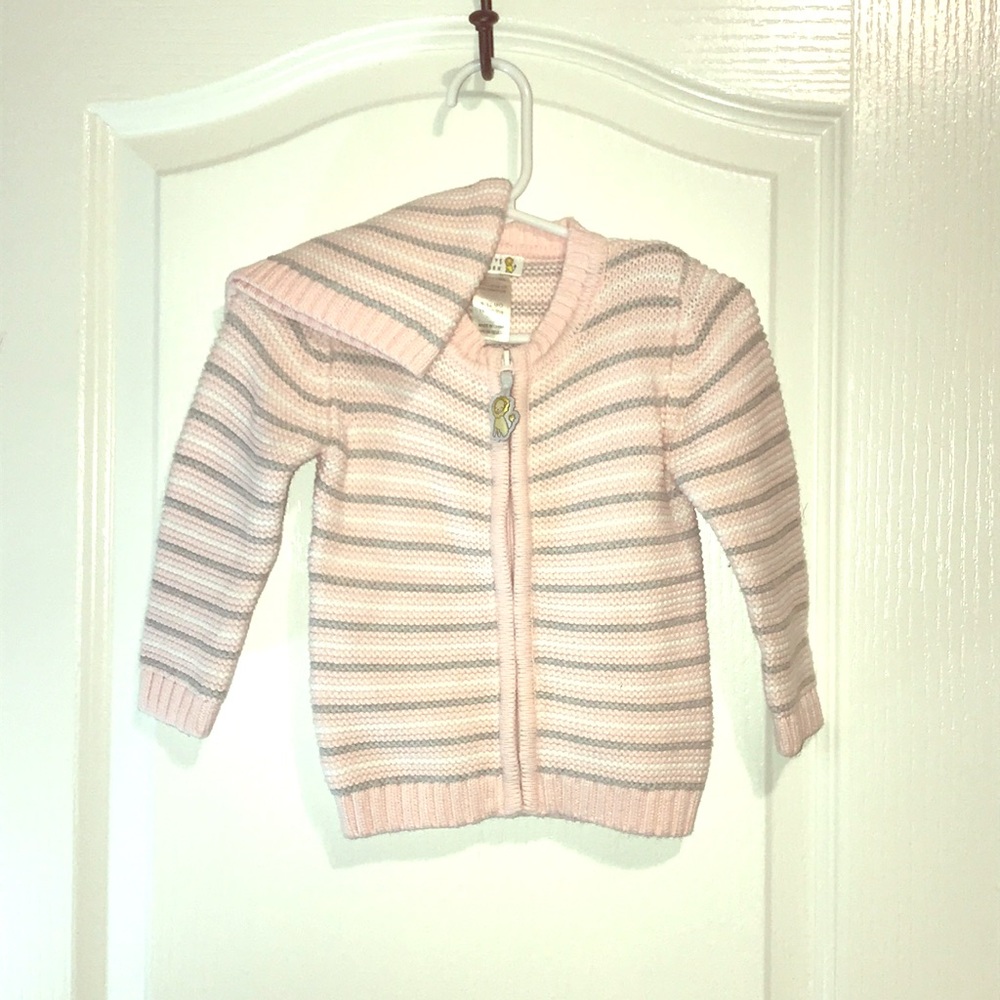 Barneys New York Pink and White Striped Kids Sweater